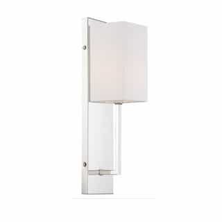 60W Vesey Series Wall Sconce w/ White Linen Shade, Polished Nickel