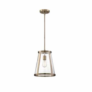 100W Bruge Series Pendant Light w/ Clear Glass, Burnished Brass