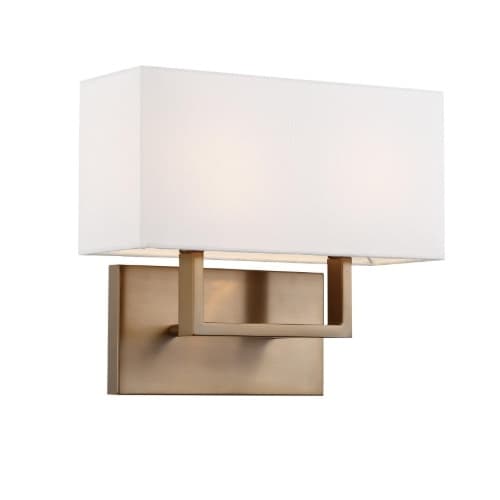 Nuvo 60W Tribeca Series Vanity Light w/ White Linen Shade, Burnished Brass