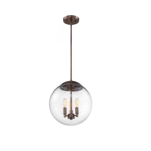 60W Ariel Series Pendant Light w/ Clear Seeded Glass, 3 Lights, Antique Copper