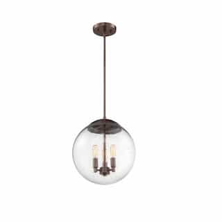 Nuvo 60W Ariel Series Pendant Light w/ Clear Seeded Glass, 3 Lights, Antique Copper