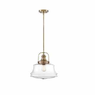 100W Basel Series Pendant Light w/ Clear Glass, Burnished Brass