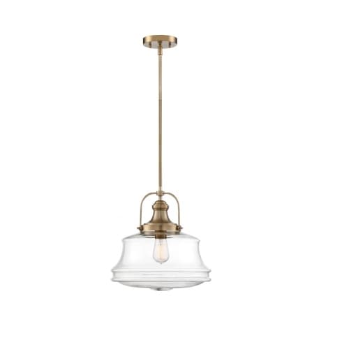 Nuvo 100W Basel Series Pendant Light w/ Clear Glass, Burnished Brass