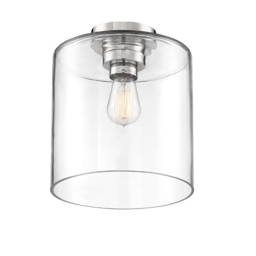 100W Chantecleer Series Semi Flush Ceiling Light w/ Clear Glass, Polished Nickel