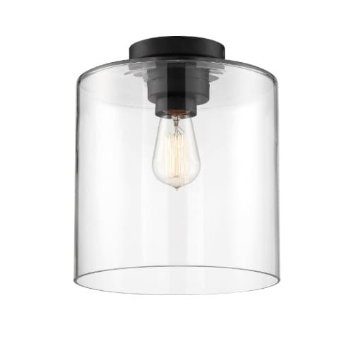 100W Chantecleer Series Semi Flush Ceiling Light w/ Clear Glass, Matte Black