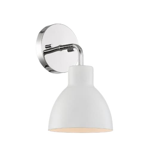 100W Sloan LED Vanity Fixture, 1 Light, Polished Nickel and Matte White Finish