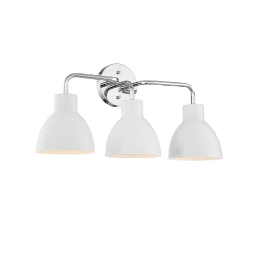 Sicilien Afspejling afstand Nuvo 100W Sloan Series Vanity Light, 3 Lights, Polished Nickel w/ Matte  White Shade (Nuvo 60-6783) | HomElectrical.com