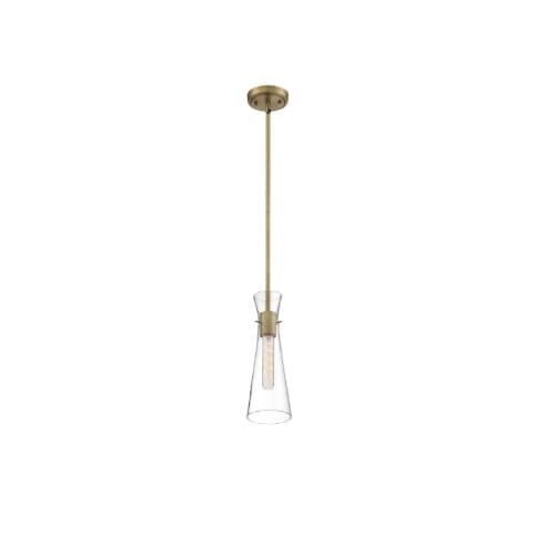 60W Bahari Series Mini Pendant Light w/ Clear Glass, Vintage Brass