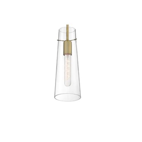 60W Alondra Series Mini Pendant Light w/ Clear Glass, Vintage Brass