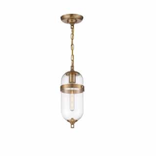 60W Fathom Series Mini Pendant Light w/ Clear Glass, Vintage Brass