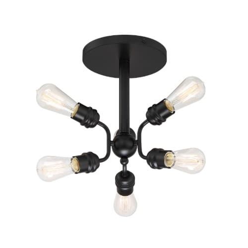 60W Faraday Series Semi Flush Ceiling Light, 6 Light, E26, Black