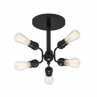 Nuvo 60W Faraday Series Semi Flush Ceiling Light, 6 Light, E26, Black