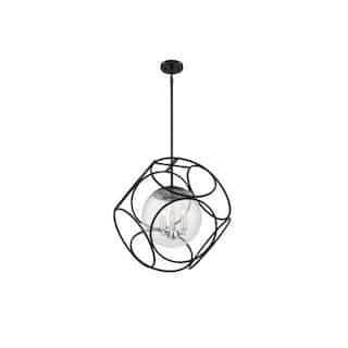 Nuvo 60W Aurora Series Pendant Light w/ Clear Seeded Glass, 3 Lights, Black & Polished Nickel