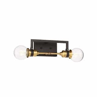 Nuvo 60W Intention Series Vanity Light, 2 Lights, Warm Brass & Black