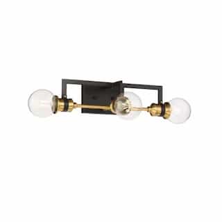 Nuvo 60W Intention Series Vanity Light, 3 Lights, Warm Brass and Black