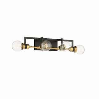 60W Intention Series Vanity Light, 4 Lights, Warm Brass and Black