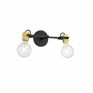 60W Mantra Series Vanity Light, E26, Black and Brushed Brass