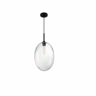 60W Aria Series Large Pendant Light w/ Clear Seeded Glass, Matte Black