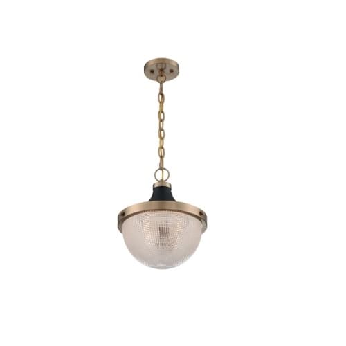 Nuvo 100W Faro Series Large Pendant Light w/ Clear Prismatic Glass, Burnished Brass & Black