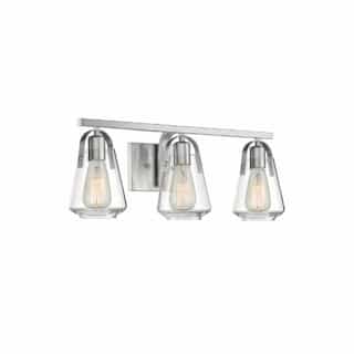 60W Skybridge Series Vanity Light w/ Clear Glass, 3 Lights, Brushed Nickel