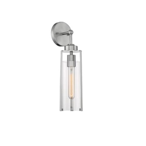 60W Marina Series Wall Sconce w/ Clear Glass, Brushed Nickel