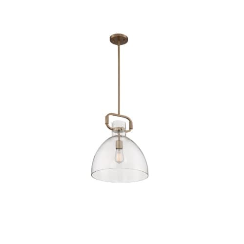 Nuvo 100W Teresa Series Bell Pendant Light w/ Clear Glass, Burnished Brass