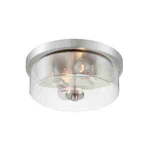60W Sommerset Series Flush Mount Ceiling Light w/ Clear Glass, Brushed Nickel