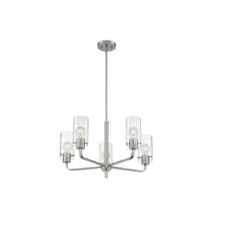60W Sommerset Series Chandelier w/ Clear Glass, 5 Lights, Brushed Nickel