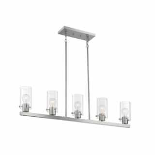 Nuvo 60W Sommerset Series Island Pendant Light w/ Clear Glass, 5 Lights, Brushed Nickel
