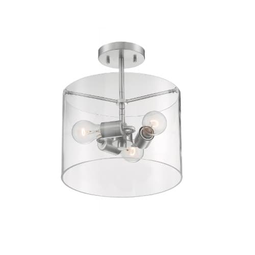 60W Sommerset Series Semi Flush Ceiling Light w/ Clear Glass, 3 Lights, Brushed Nickel