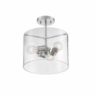 Nuvo 60W Sommerset Series Semi Flush Ceiling Light w/ Clear Glass, 3 Lights, Brushed Nickel