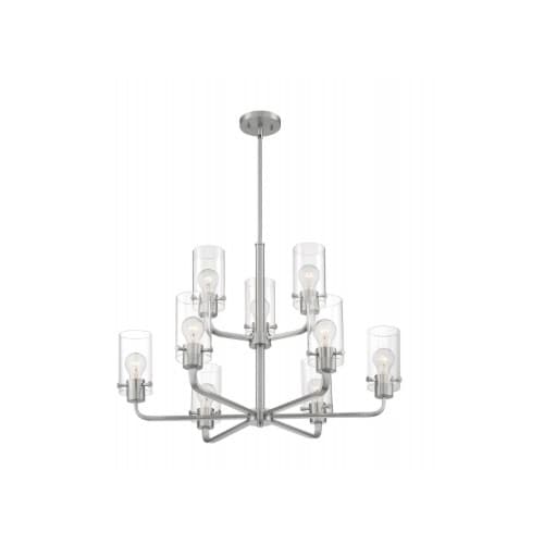 Nuvo 60W Sommerset Series Chandelier w/ Clear Glass, 9 Lights, Brushed Nickel