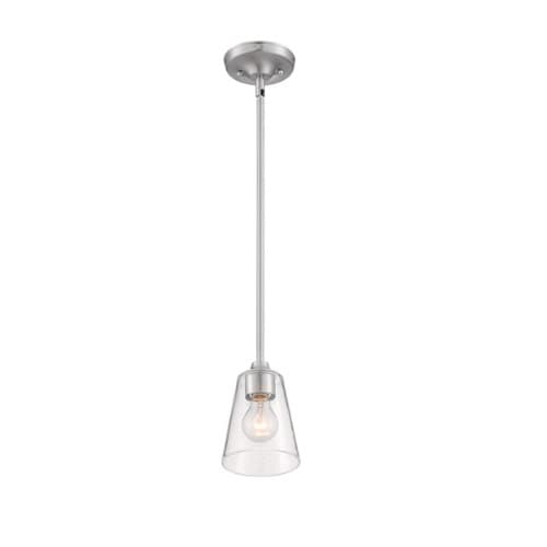 60W Bransel Series Mini Pendant Light w/ Clear Seeded Glass, Brushed Nickel