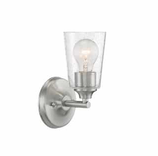 60W Bransel LED Vanity Fixture w/ Clear Seeded Glass, 1 Light, Brushed Nickel
