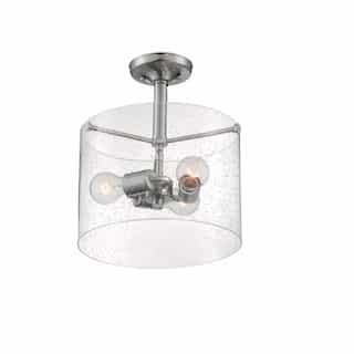 60W Bransel Series Semi Flush Mount Ceiling Light w/ Seeded Glass, 3 Lights, Nickel