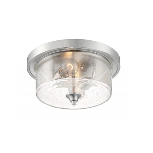 60W Bransel Series Flush Mount Ceiling Light w/ Seeded Glass, 2 Lights, Brushed Nickel