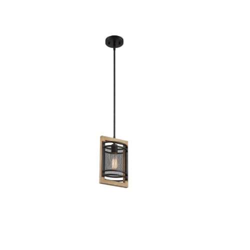 Nuvo 60W Atelier Series Mini Pendant Light, Black & Honey Wood