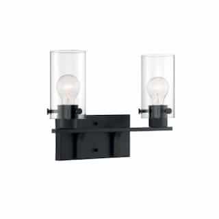 Nuvo 60W Sommerset Series Vanity Light w/ Clear Glass, 2 Lights, Matte Black