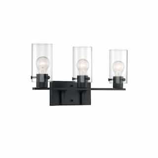 Nuvo 60W Sommerset Series Vanity Light w/ Clear Glass, 3 Lights, Matte Black