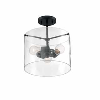 60W Sommerset Series Semi Flush Ceiling Light w/ Clear Glass, 3 Lights, Matte Black