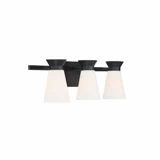 60W Caleta Series Vanity Light w/ Cylindrical Glass, 3 Lights, Black