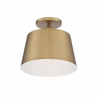 100W Motif Series Semi Flush Ceiling Light, Brushed Brass & White