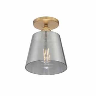 100W Motif Series Semi Flush Ceiling Light w/ Smoked Glass, Brushed Brass
