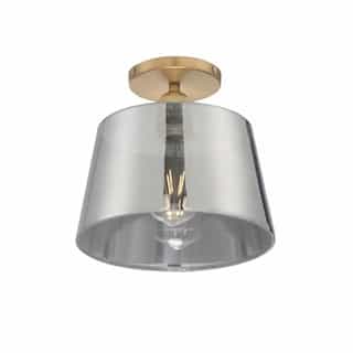 10" 100W Motif Series Semi-Flush Mount Ceiling Light w/ Smoked Glass, Brushed Brass