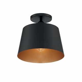 100W Motif Series Semi Flush Ceiling Light, Black & Gold