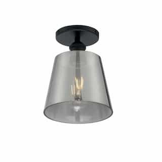 100W Motif Series Semi Flush Ceiling Light w/ Smoked Glass, Black