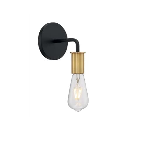 Nuvo 60W Ryder Wall Sconce, 1 Light, Black & Brushed Brass