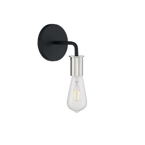 Nuvo 60W Ryder Wall Sconce, 1 Light, Black & Polished Nickel