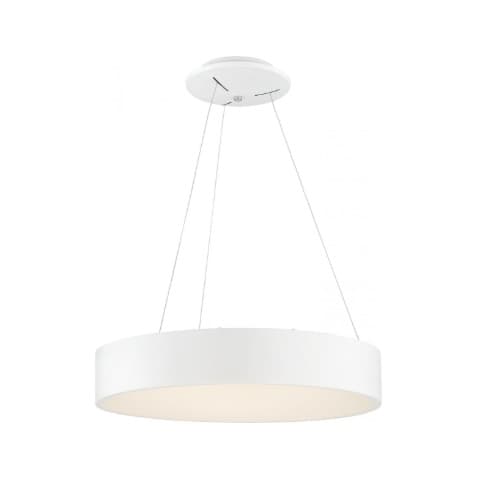 24" 30W LED Pendant Light, Dimmable, 1700 lm, 3000K, White