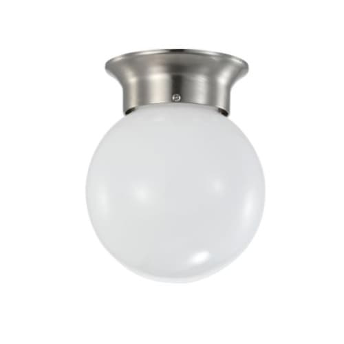6-in 8W LED Flush Mount, Dimmable, 670 lm, 120V, 3000K, Frosted/Nickel